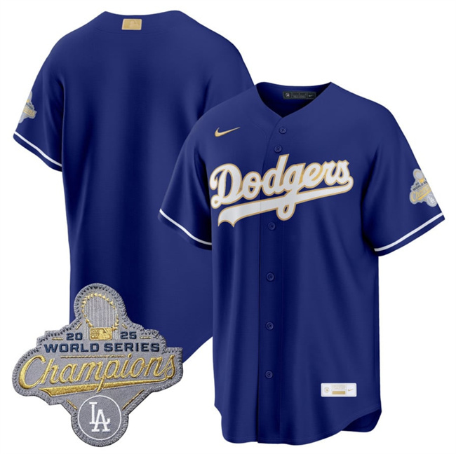 Men's Royal Los Angeles Dodgers Blank 2026 Alternate Gold Collection Stadium Stitched Baseball Jersey